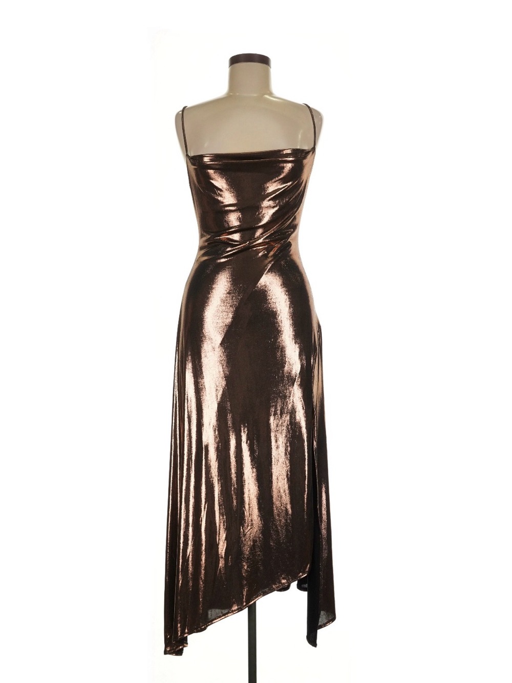 ASTR the Label Metallic Bronze Slip Midi Dress